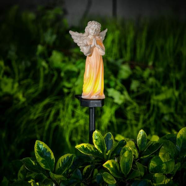 Îngeraș solar – lumină LED alb cald – rășină – 49 × 11 × 6