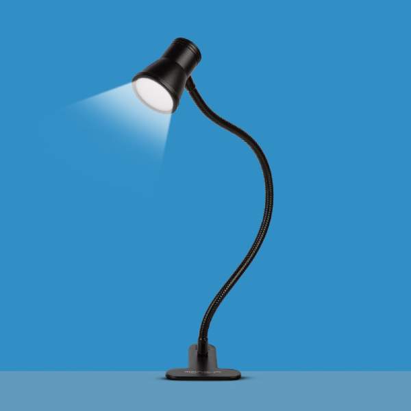 Lampă de birou flexibilă cu clemă – USB – reglaj intensitate și temperatură de culoare – LED – metal