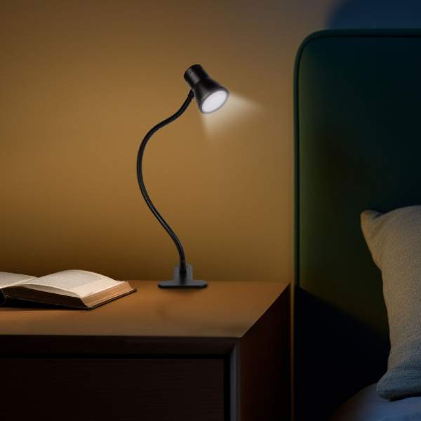 Lampă de birou flexibilă cu clemă – USB – reglaj intensitate și temperatură de culoare – LED – metal