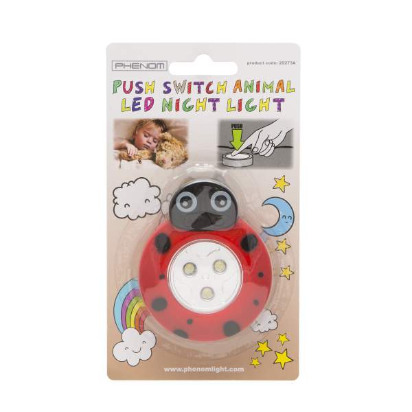 Lampă de veghe decorativă cu buton, model "Buburuză"