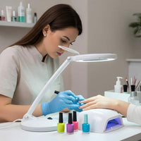 Lampă LED cu lupă – 4” (100 mm), 6W, 450 lumeni, braț reglabil, prindere de birou