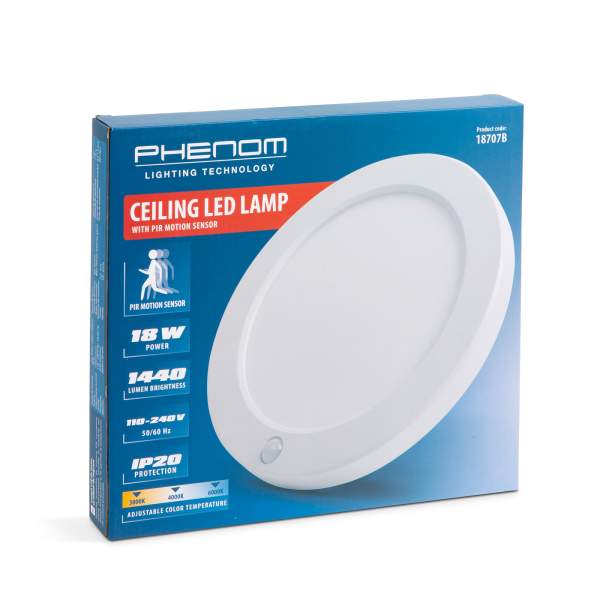 Lampă LED de tavan cu senzor de mișcare - 18W - 1440 lm - 110-240V - IP20