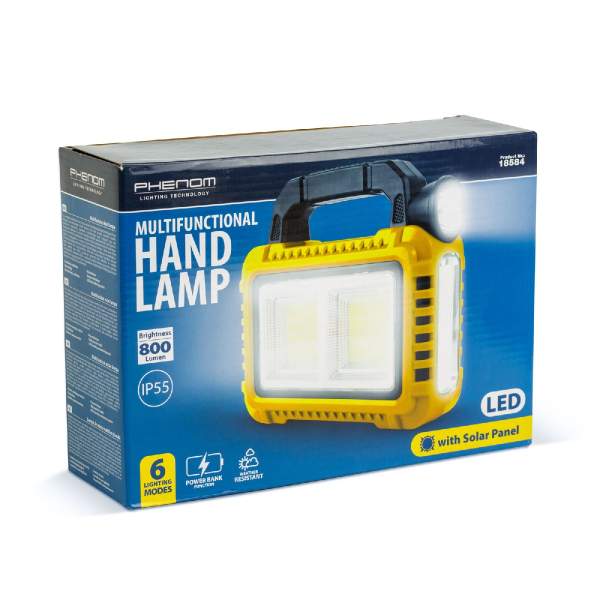 Lampă multifuncțională de mână cu panou solar, USB-C, 6 moduri de iluminare, 8 LED-uri, 3600 mAh