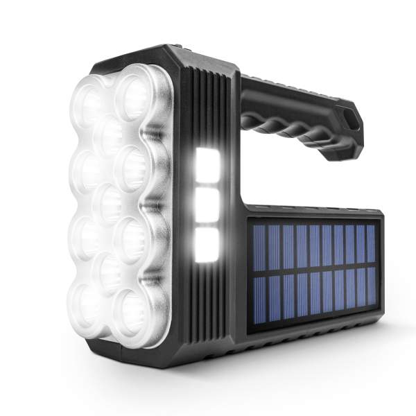 Lanternă solară LED COB - cu funcție de lumină de lucru - 1200 mAh - MicroUSB - 1000 lumeni - IP55
