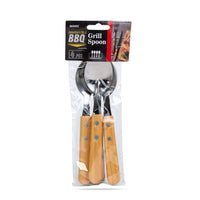 Linguri pentru grătar - 4 buc - cu maner din lemn