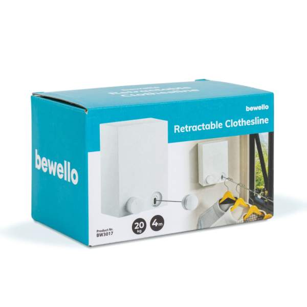 Linie de uscare rufe montat pe perete - extensibil - 4,2 m