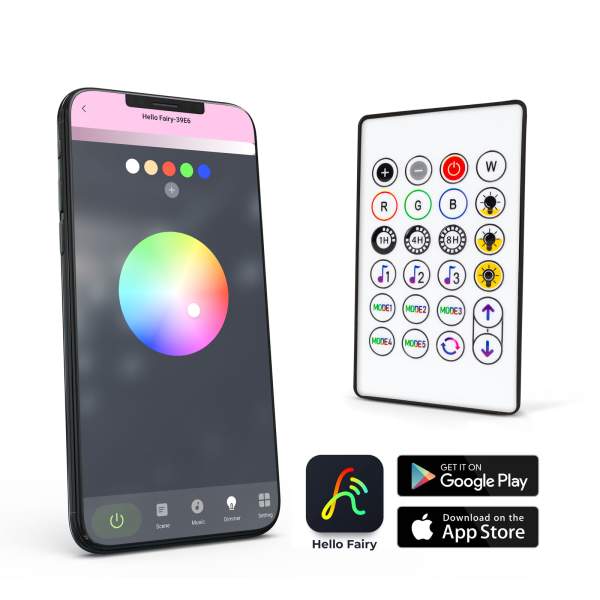 Lumină inteligentă șir - stea - USB - 25 LED-uri RGB - 5 m - Bluetooth