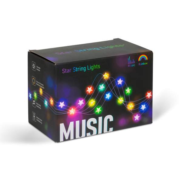 Lumină inteligentă șir - stea - USB - 25 LED-uri RGB - 5 m - Bluetooth