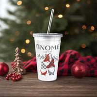 Pahar decorativ cu pai și capac – model spiriduș – 473 ml