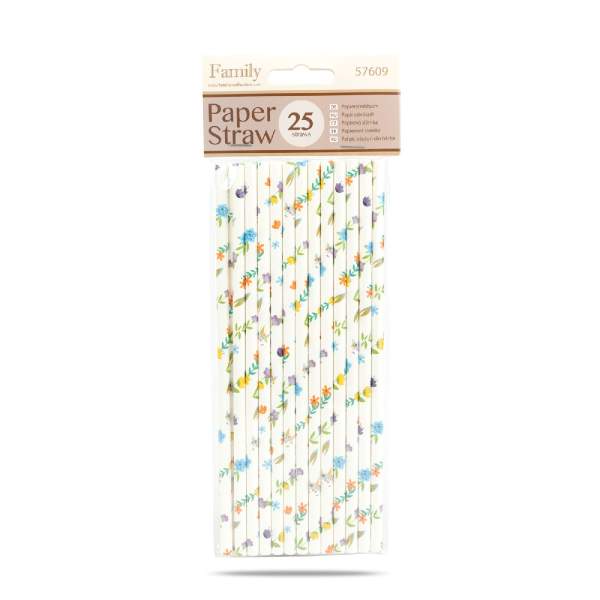 Paie din hârtie - model floral - 197 x 6 mm - 25 buc / pachet