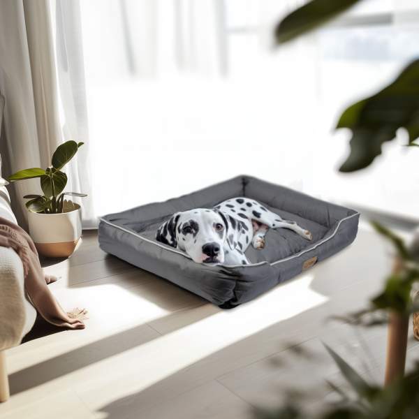 Pat pentru câini - 87 x 59 x 13 cm - gri