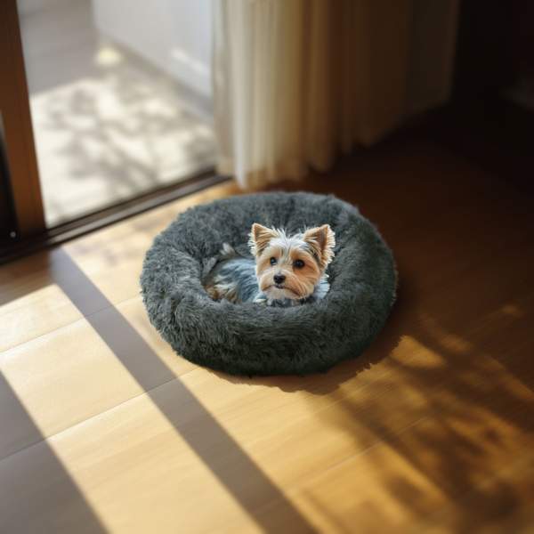 Pat pentru câini - rotund - marimea "M" - 60 cm - gri