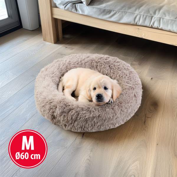 Pat pentru câini - rotund - marimea "M" - 60 cm - maro deschis