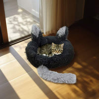 Pat pentru pisici - rotund - 40 cm - negru