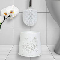 Perie de toaletă + suport - fluture - 49 x 13 x 13 cm - alb