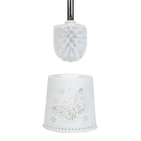 Perie de toaletă + suport - fluture - 49 x 13 x 13 cm - alb