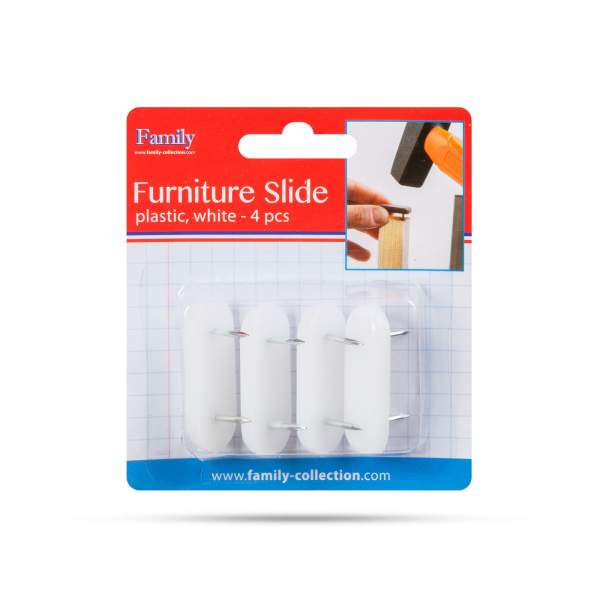 Picior alunecos pentru mobilă - alb - 43 x 18 mm - 4 buc