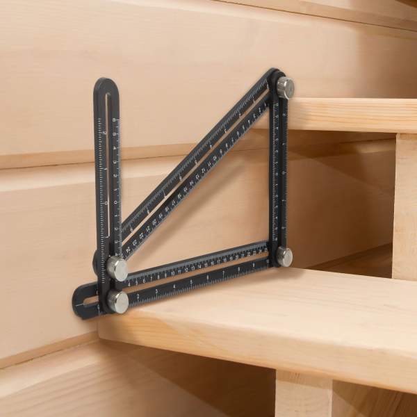 Rigla metalica cuadrilaterala, cu copiator de unghi - 31 x 18 cm