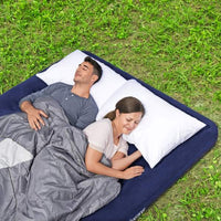 Saltea gonflabilă - dublă, velour - albastru - 203 x 152 x 22 cm