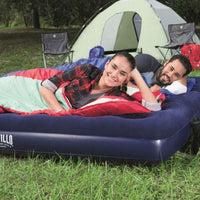 Saltea gonflabilă - dublă, velour - albastru - 203 x 183 x 22 cm