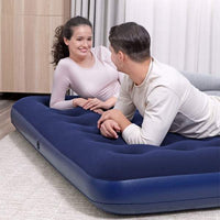 Saltea gonflabilă - dublă, velour - albastru - 203 x 183 x 22 cm