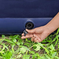 Saltea gonflabilă - single, velour - albastru - 185 x 76 x 22 cm