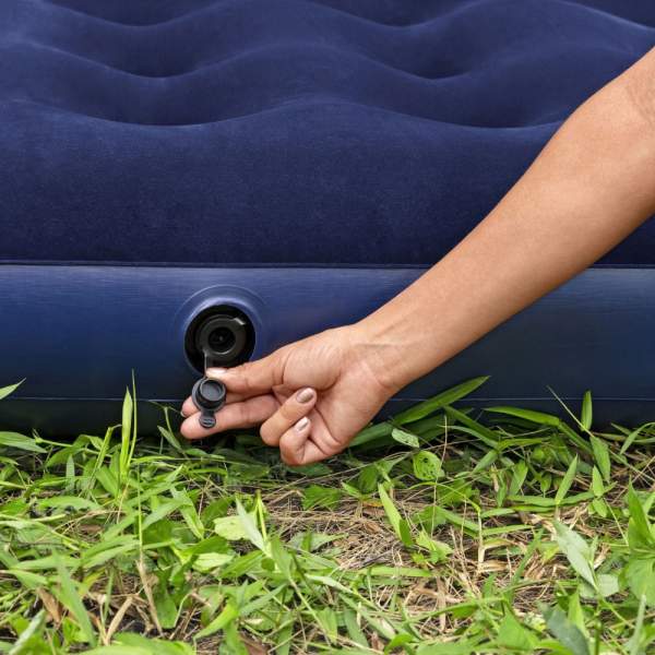 Saltea gonflabilă - single, velur - albastru - 191 x 137 x 22 cm