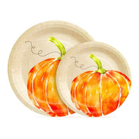 Set 12 farfurii de hârtie – model dovleac – 2 dimensiuni (230 / 180 mm)