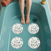 Set 4 stickere antiderapante baie – model piatră naturală – Ø 19 cm – gri