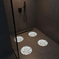 Set 4 stickere antiderapante baie – model piatră naturală – Ø 19 cm – gri