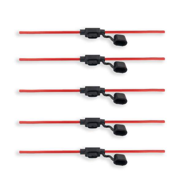 Set suport siguranță auto tip MINI (11x8.6mm) etanșe Carguard - 5 buc – cablu 22 cm cupru 1 mm² – max 15A
