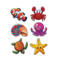 Set 6 stickere antiderapante baie – motive marine colorate – 10 cm – 6 modele diferite