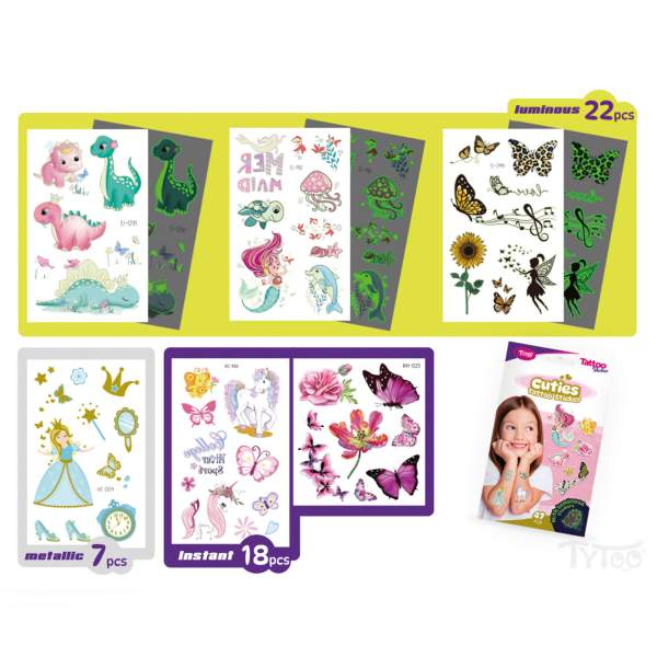 Set autocolante cu tatuaj Cuties - 47 buc/pachet