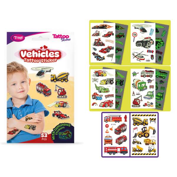 Set autocolante pentru tatuaj vehicul - 53 buc/pachet