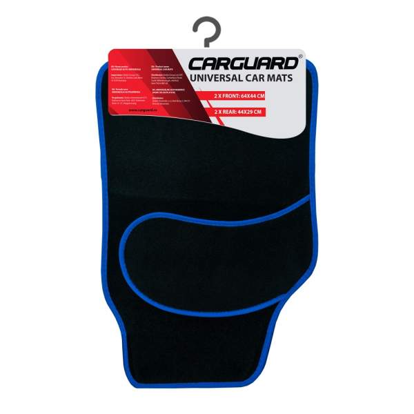 Set covorase auto textile universale Carguard 64 x 44 cm | 44 x 29 cm - negru - albastru