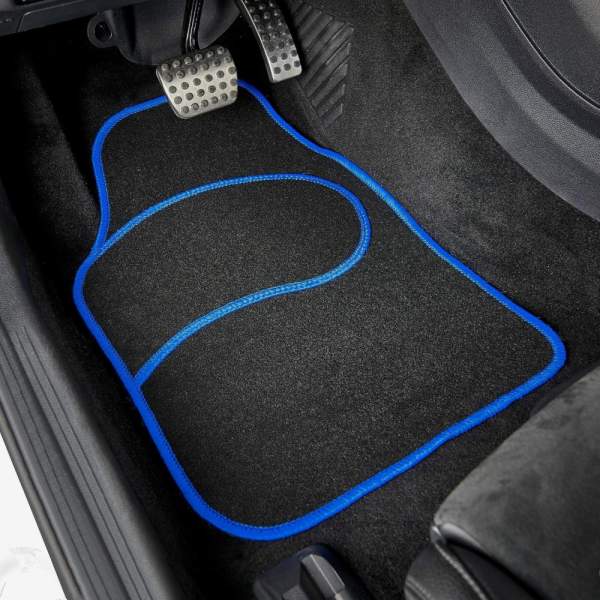 Set covorașe auto textile universale Carguard 64 x 44 cm | 44 x 29 cm - negru - albastru