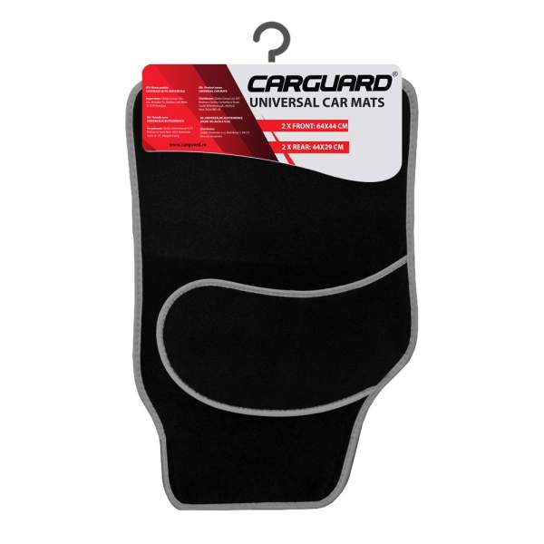 Set covorase auto textile universale Carguard 64 x 44 cm | 44 x 29 cm - negru - gri