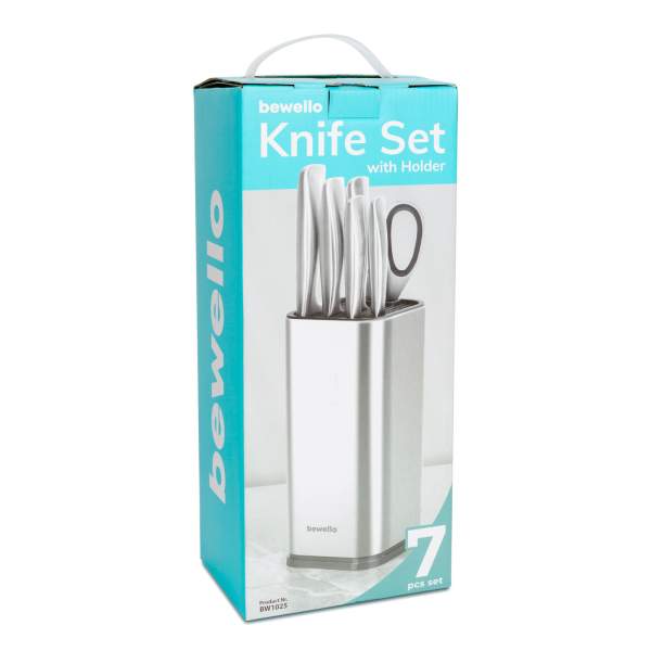 Set cuțite cu suport - 7 bucăți - oțel inoxidabil