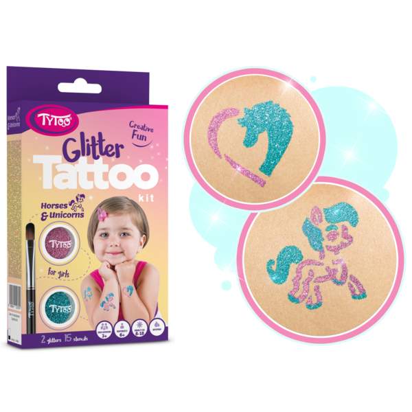 Set de tatuaje cu sclipici pentru cai și unicorni Tytoo