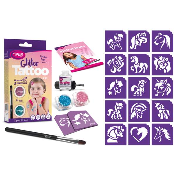 Set de tatuaje cu sclipici pentru cai și unicorni Tytoo