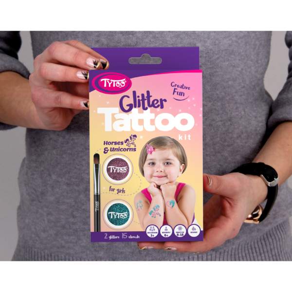 Set de tatuaje cu sclipici pentru cai și unicorni Tytoo