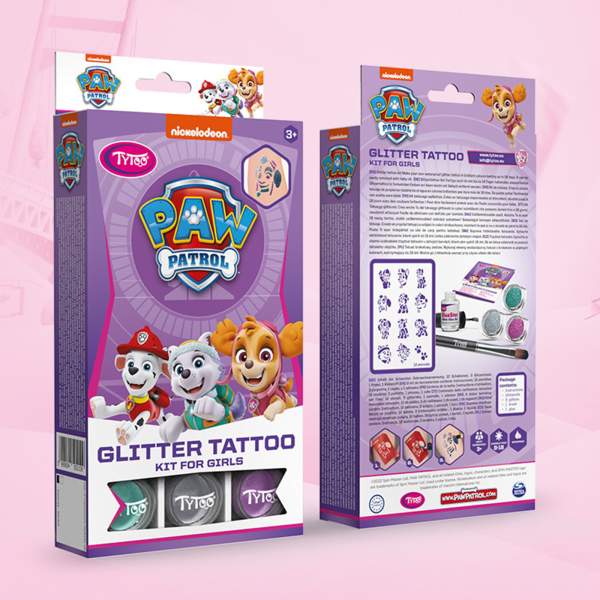 Set de tatuaje cu sclipici TyToo Paw Patrol pentru fete