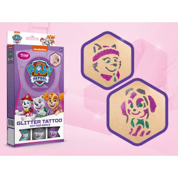 Set de tatuaje cu sclipici TyToo Paw Patrol pentru fete