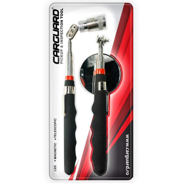   Tijă telescopică cu magnet și LED  + Tijă cu oglindă - Carguard
