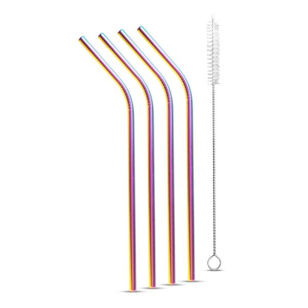 Set paie pentru băuturi - inox - titan curcubeu - 215 x 6 mm - 5 bucăți