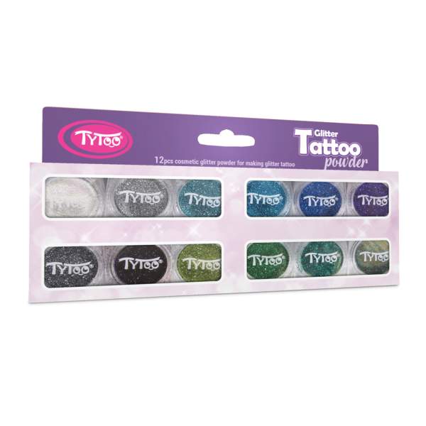 Set pudră cu sclipici - selecție de culori reci