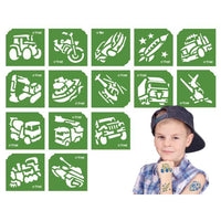 Set șabloane tatuaje - vehicule - 15 buc