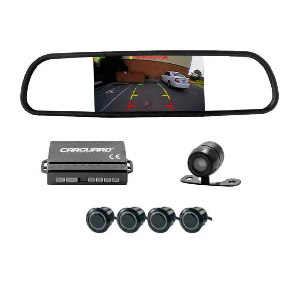 Set senzori de parcare cu camera video și ecran în oglinda retrovizoare - Carguard