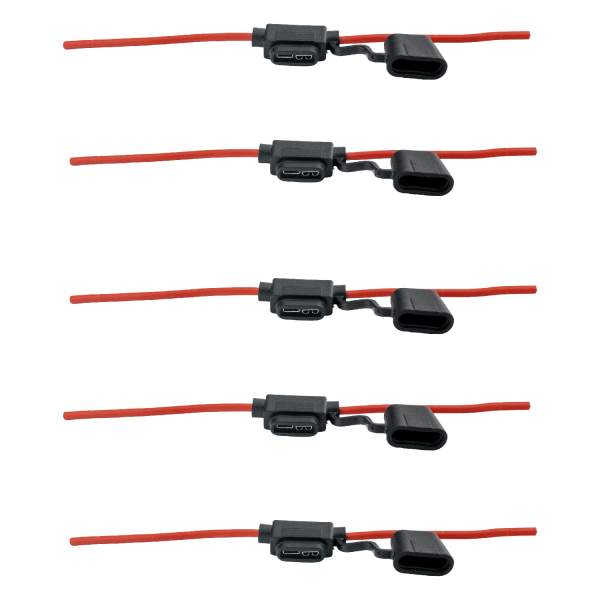 Set suport siguranță auto tip MIDI (19x13mm) etanșe Carguard - 5 buc – cablu 23 cm cupru 1 mm² – max 20A