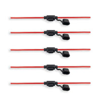 Set suport siguranță auto tip MINI (11x8.6mm) etanșe Carguard - 5 buc – cablu 22 cm cupru 1 mm² – max 15A